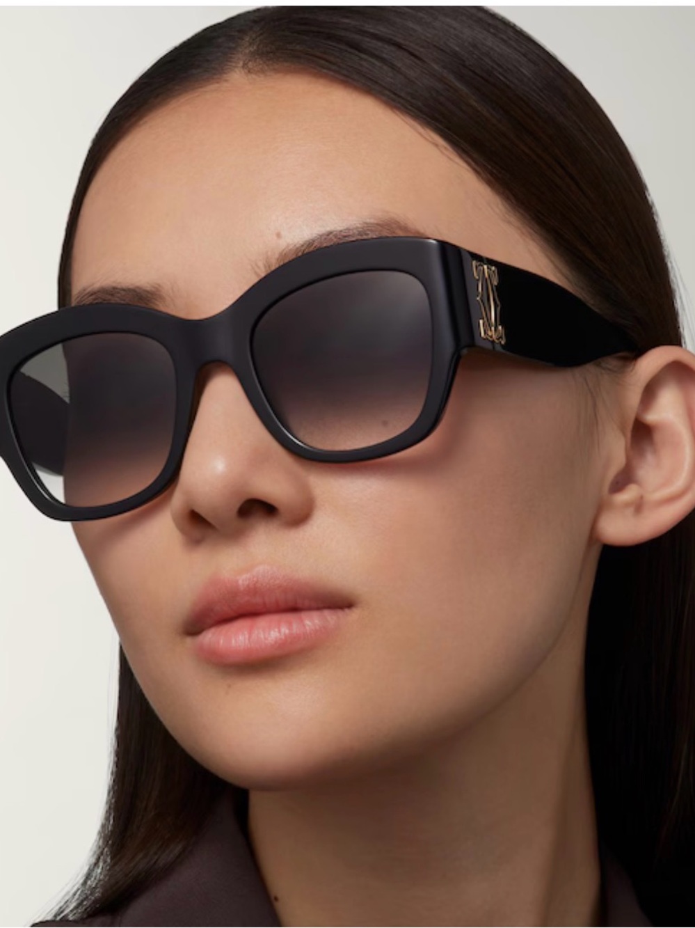 Cartier Black Oversized Gradient Lens Women's Sunglasses